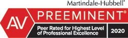 Martindale-Hubbell | AV Preeminent | Peer Rated For Highest Level of Professional Excellence | 2020