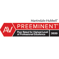 Martindale-Hubbell | AV Preeminent | Peer Rated For Highest Level of Professional Excellence | 2020
